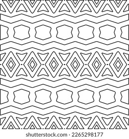  Monochrome ornamental texture with smooth linear shapes, zigzag lines, lace pattern.Abstract geometric black and white pattern for web page, textures, card, poster, fabric, textile.