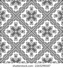  Textura ornamental monocroma con formas lineales lisas, líneas de zigzag, patrón de encaje.Resumen de patrón geométrico en blanco y negro para página web, texturas, tarjeta, afiche, tela, textil.