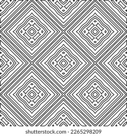 
 Monochrome ornamental texture with smooth linear shapes, zigzag lines, lace pattern.Abstract geometric black and white pattern for web page, textures, card, poster, fabric, textile.