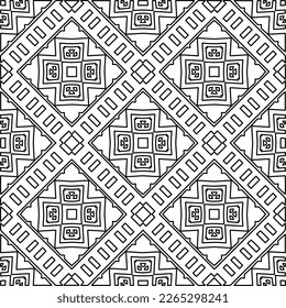 
 Monochrome ornamental texture with smooth linear shapes, zigzag lines, lace pattern.Abstract geometric black and white pattern for web page, textures, card, poster, fabric, textile.