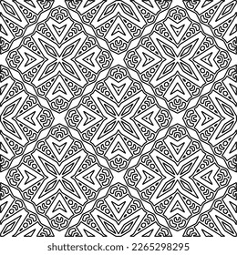  Textura ornamental monocroma con formas lineales lisas, líneas de zigzag, patrón de encaje.Resumen de patrón geométrico en blanco y negro para página web, texturas, tarjeta, afiche, tela, textil.