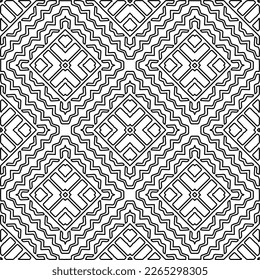  Monochrome ornamental texture with smooth linear shapes, zigzag lines, lace pattern.Abstract geometric black and white pattern for web page, textures, card, poster, fabric, textile.