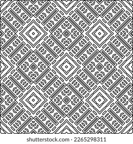  Monochrome ornamental texture with smooth linear shapes, zigzag lines, lace pattern.Abstract geometric black and white pattern for web page, textures, card, poster, fabric, textile.