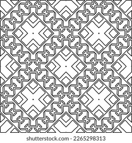  Monochrome ornamental texture with smooth linear shapes, zigzag lines, lace pattern.Abstract geometric black and white pattern for web page, textures, card, poster, fabric, textile.
