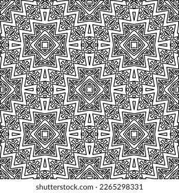  Textura ornamental monocroma con formas lineales lisas, líneas de zigzag, patrón de encaje.Resumen de patrón geométrico en blanco y negro para página web, texturas, tarjeta, afiche, tela, textil.