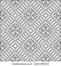  Monochrome ornamental texture with smooth linear shapes, zigzag lines, lace pattern.Abstract geometric black and white pattern for web page, textures, card, poster, fabric, textile.