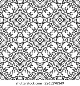  Monochrome ornamental texture with smooth linear shapes, zigzag lines, lace pattern.Abstract geometric black and white pattern for web page, textures, card, poster, fabric, textile.