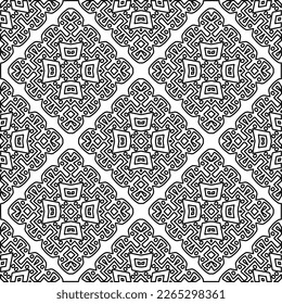  Monochrome ornamental texture with smooth linear shapes, zigzag lines, lace pattern.Abstract geometric black and white pattern for web page, textures, card, poster, fabric, textile.