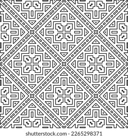  Monochrome ornamental texture with smooth linear shapes, zigzag lines, lace pattern.Abstract geometric black and white pattern for web page, textures, card, poster, fabric, textile.
