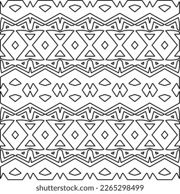  Monochrome ornamental texture with smooth linear shapes, zigzag lines, lace pattern.Abstract geometric black and white pattern for web page, textures, card, poster, fabric, textile.