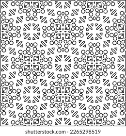 
 Monochrome ornamental texture with smooth linear shapes, zigzag lines, lace pattern.Abstract geometric black and white pattern for web page, textures, card, poster, fabric, textile.