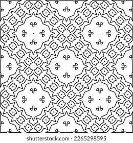  Monochrome ornamental texture with smooth linear shapes, zigzag lines, lace pattern.Abstract geometric black and white pattern for web page, textures, card, poster, fabric, textile.