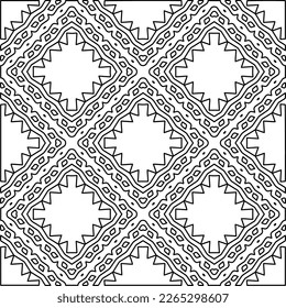  Monochrome ornamental texture with smooth linear shapes, zigzag lines, lace pattern.Abstract geometric black and white pattern for web page, textures, card, poster, fabric, textile.