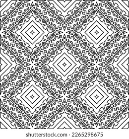 
 Monochrome ornamental texture with smooth linear shapes, zigzag lines, lace pattern.Abstract geometric black and white pattern for web page, textures, card, poster, fabric, textile.