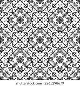  Monochrome ornamental texture with smooth linear shapes, zigzag lines, lace pattern.Abstract geometric black and white pattern for web page, textures, card, poster, fabric, textile.