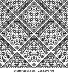  Textura ornamental monocroma con formas lineales lisas, líneas de zigzag, patrón de encaje.Resumen de patrón geométrico en blanco y negro para página web, texturas, tarjeta, afiche, tela, textil.