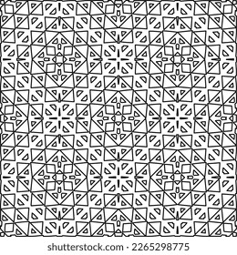  Monochrome ornamental texture with smooth linear shapes, zigzag lines, lace pattern.Abstract geometric black and white pattern for web page, textures, card, poster, fabric, textile.