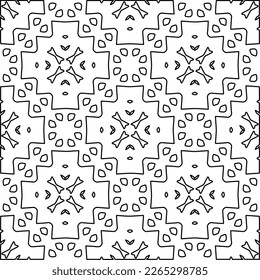 Monochrome ornamental texture with smooth linear shapes, zigzag lines, lace pattern.Abstract geometric black and white pattern for web page, textures, card, poster, fabric, textile.
