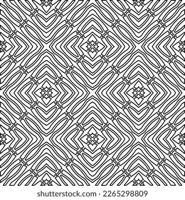 Textura ornamental monocroma con formas lineales lisas, líneas de zigzag, patrón de encaje.Resumen de patrón geométrico en blanco y negro para página web, texturas, tarjeta, afiche, tela, textil.