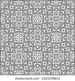  Monochrome ornamental texture with smooth linear shapes, zigzag lines, lace pattern.Abstract geometric black and white pattern for web page, textures, card, poster, fabric, textile.