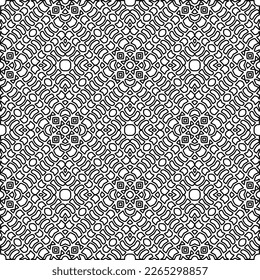  Monochrome ornamental texture with smooth linear shapes, zigzag lines, lace pattern.Abstract geometric black and white pattern for web page, textures, card, poster, fabric, textile.
