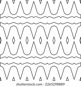  Monochrome ornamental texture with smooth linear shapes, zigzag lines, lace pattern.Abstract geometric black and white pattern for web page, textures, card, poster, fabric, textile.