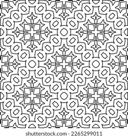  Monochrome ornamental texture with smooth linear shapes, zigzag lines, lace pattern.Abstract geometric black and white pattern for web page, textures, card, poster, fabric, textile.