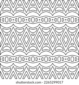  Monochrome ornamental texture with smooth linear shapes, zigzag lines, lace pattern.Abstract geometric black and white pattern for web page, textures, card, poster, fabric, textile.