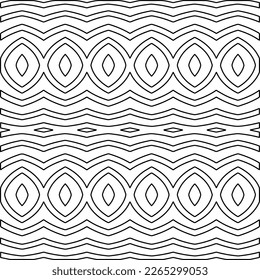  Textura ornamental monocroma con formas lineales lisas, líneas de zigzag, patrón de encaje.Resumen de patrón geométrico en blanco y negro para página web, texturas, tarjeta, afiche, tela, textil.