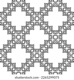  Monochrome ornamental texture with smooth linear shapes, zigzag lines, lace pattern.Abstract geometric black and white pattern for web page, textures, card, poster, fabric, textile.
