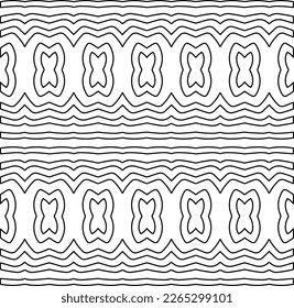  Monochrome ornamental texture with smooth linear shapes, zigzag lines, lace pattern.Abstract geometric black and white pattern for web page, textures, card, poster, fabric, textile.
