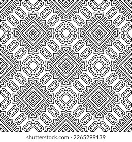  Monochrome ornamental texture with smooth linear shapes, zigzag lines, lace pattern.Abstract geometric black and white pattern for web page, textures, card, poster, fabric, textile.
