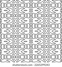  Monochrome ornamental texture with smooth linear shapes, zigzag lines, lace pattern.Abstract geometric black and white pattern for web page, textures, card, poster, fabric, textile.