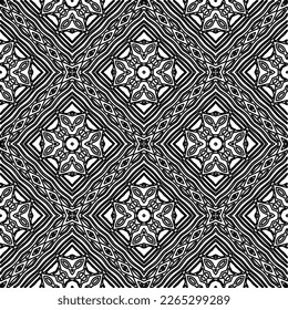  Textura ornamental monocroma con formas lineales lisas, líneas de zigzag, patrón de encaje.Resumen de patrón geométrico en blanco y negro para página web, texturas, tarjeta, afiche, tela, textil.