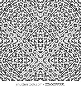 Monochrome ornamental texture with smooth linear shapes, zigzag lines, lace pattern.Abstract geometric black and white pattern for web page, textures, card, poster, fabric, textile.