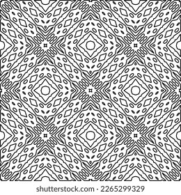  Monochrome ornamental texture with smooth linear shapes, zigzag lines, lace pattern.Abstract geometric black and white pattern for web page, textures, card, poster, fabric, textile.
