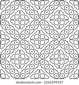  Monochrome Ziertextur mit glatten linearen Formen, Zickzacklinien, Spitzen-Muster.Abstraktes geometrisches Schwarz-Weiß Muster für Webseiten, Texturen, Karten, Poster, Gewebe, Textilien.