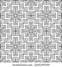  Monochrome ornamental texture with smooth linear shapes, zigzag lines, lace pattern.Abstract geometric black and white pattern for web page, textures, card, poster, fabric, textile.