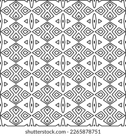  Monochrome ornamental texture with smooth linear shapes, zigzag lines, lace pattern.Abstract geometric black and white pattern for web page, textures, card, poster, fabric, textile.