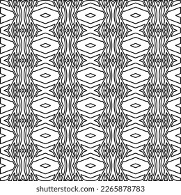  Textura ornamental monocroma con formas lineales lisas, líneas de zigzag, patrón de encaje.Resumen de patrón geométrico en blanco y negro para página web, texturas, tarjeta, afiche, tela, textil.