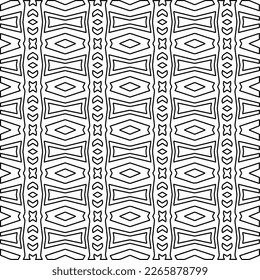  Monochrome ornamental texture with smooth linear shapes, zigzag lines, lace pattern.Abstract geometric black and white pattern for web page, textures, card, poster, fabric, textile.