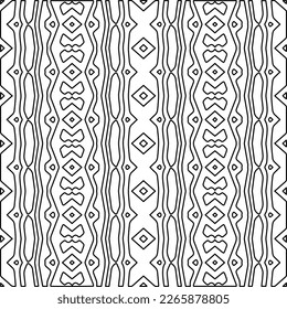  Monochrome ornamental texture with smooth linear shapes, zigzag lines, lace pattern.Abstract geometric black and white pattern for web page, textures, card, poster, fabric, textile.