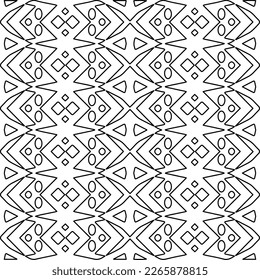  Monochrome ornamental texture with smooth linear shapes, zigzag lines, lace pattern.Abstract geometric black and white pattern for web page, textures, card, poster, fabric, textile.
