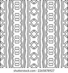  Monochrome ornamental texture with smooth linear shapes, zigzag lines, lace pattern.Abstract geometric black and white pattern for web page, textures, card, poster, fabric, textile.