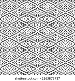  Monochrome ornamental texture with smooth linear shapes, zigzag lines, lace pattern.Abstract geometric black and white pattern for web page, textures, card, poster, fabric, textile.