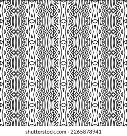  Monochrome ornamental texture with smooth linear shapes, zigzag lines, lace pattern.Abstract geometric black and white pattern for web page, textures, card, poster, fabric, textile.