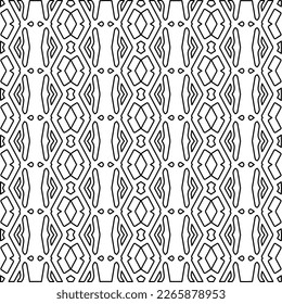  Monochrome ornamental texture with smooth linear shapes, zigzag lines, lace pattern.Abstract geometric black and white pattern for web page, textures, card, poster, fabric, textile.