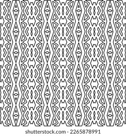 Monochrome ornamental texture with smooth linear shapes, zigzag lines, lace pattern.Abstract geometric black and white pattern for web page, textures, card, poster, fabric, textile.