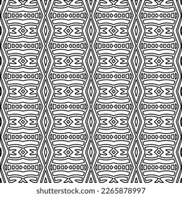 Monochrome ornamental texture with smooth linear shapes, zigzag lines, lace pattern.Abstract geometric black and white pattern for web page, textures, card, poster, fabric, textile.
