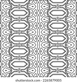  Monochrome ornamental texture with smooth linear shapes, zigzag lines, lace pattern.Abstract geometric black and white pattern for web page, textures, card, poster, fabric, textile.